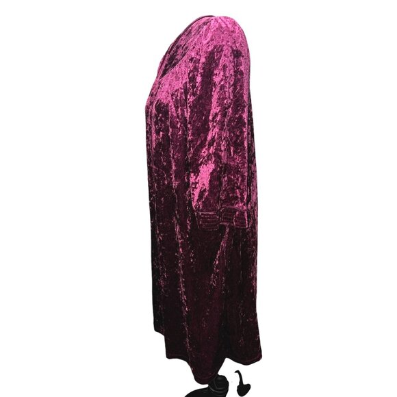 Vintage GS Purple Velvet Velour V Neck Button Front Night Gown Sz Medium Womens - Picture 11 of 16